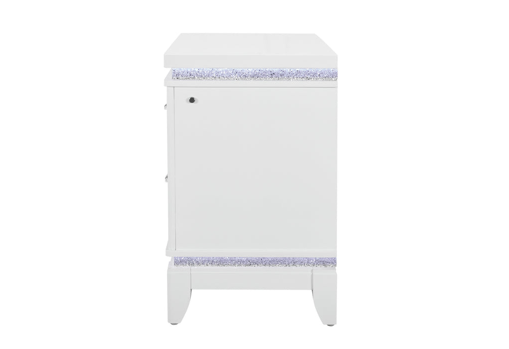 Alina White Nightstand with LED and USB
