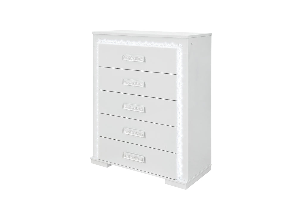Naomi Silver Marble Chest with LED