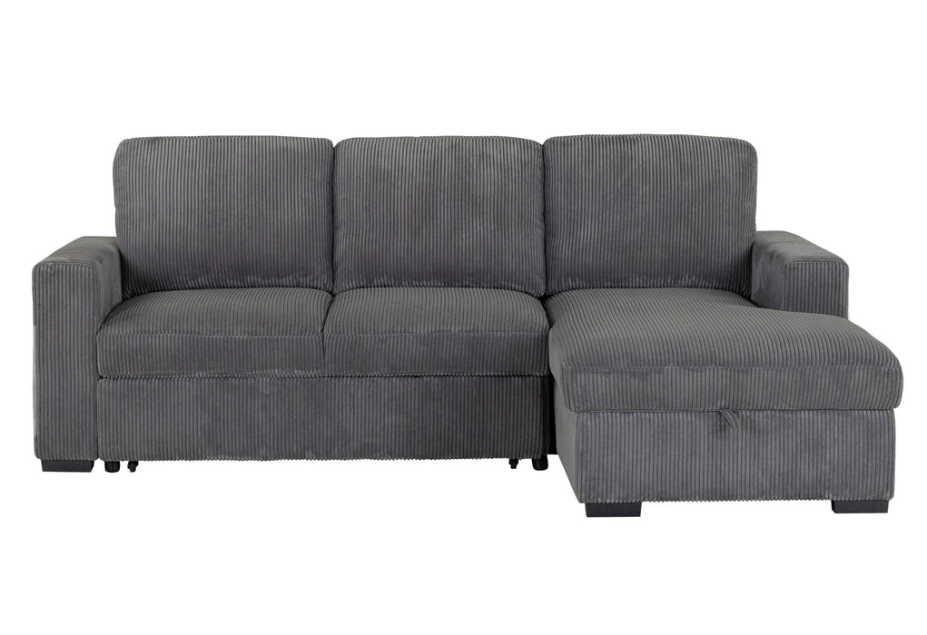 U2660 Grey L Sofa Bed Sectional Without Pullout