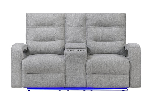 U6611 Grey 15 Power Console Reclining Loveseat with LED