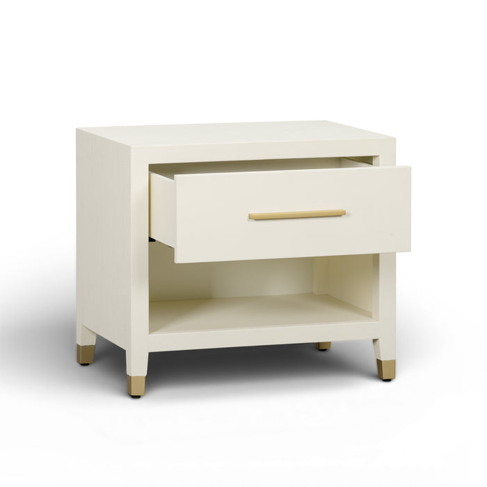 Dani 25" Cream Faux Shagreen Nightstand with Drawer - Home And Beyond