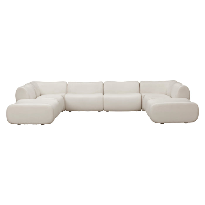Zenith 8-Piece Contract-Grade Upcycled Fabric Cream Modular U-Sectional