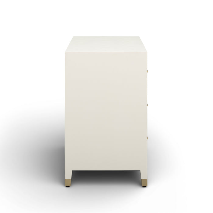 Dani 62" Cream Faux Shagreen 6-Drawer Dresser - Home And Beyond