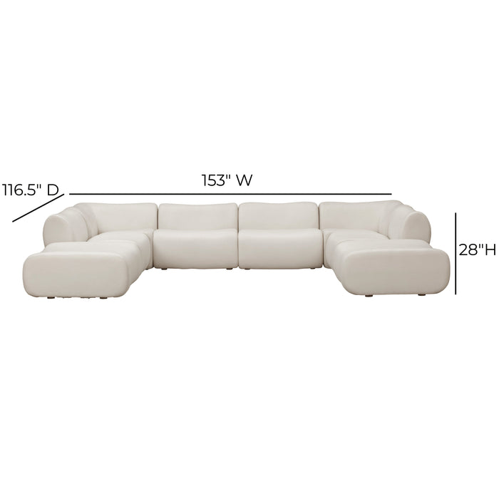 Zenith 8-Piece Contract-Grade Upcycled Fabric Cream Modular U-Sectional
