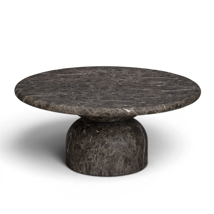 Cynthia 36" Faux Travertine Concrete Indoor/Outdoor Coffee Table