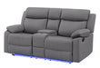 U6026 Grey Pu 46A Console Reclining Loveseat with LED and Speaker