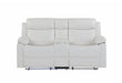 U6026 Blanche White Console Reclining Loveseat with LED and Speaker