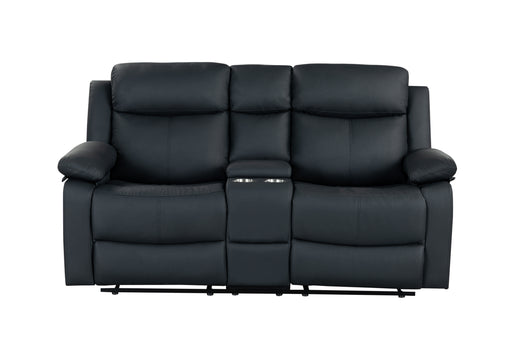 U6026 Black Pu 72A Console Reclining Loveseat with LED and Speaker