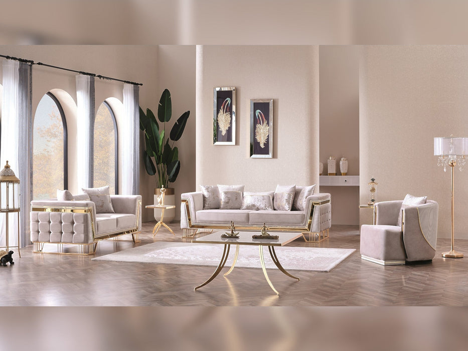 Munich 3-pieces (Sofa & Loveseat & Chair) Livingroom Set Cream