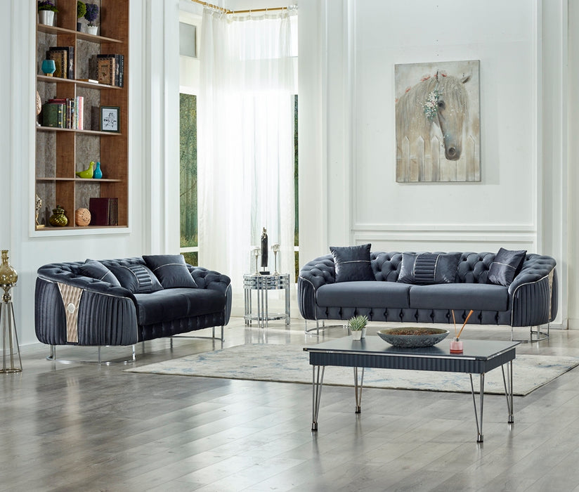 Lucas Loveseat, Dark Grey - Home And Beyond