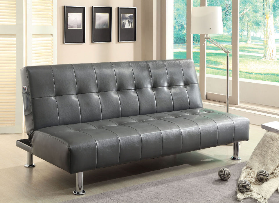 Bulle Gray Leatherette Futon Sofa, Gray image
