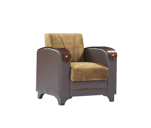 Senem Convertible Living Room Armchair, Light Brown - Home And Beyond